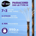TECEUM Reflective Paracord Rope 1000 – 1000ft/200ft/100ft/50ft – 40+ Colors – - Image 2