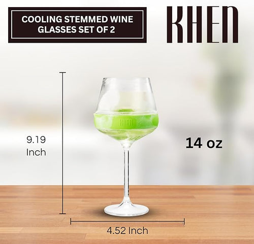 14oz Frozen Cooling Wine Glasses, 2 Set – Keep Drinks Cold Longer, Stemmed - Image 2