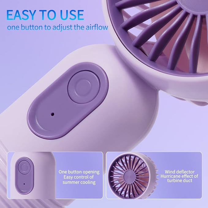 VanSmaGo Portable Handheld Mini Fan, USB Rechargeable Personal Fan, Battery - Image 3