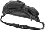 Hebetag Vinatge Leather Sling Bag Crossbody Backpack - Image 4