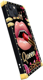 Compatible with iPhone 14 Case, Glitter Red Rose Queen Leopard Lipstick Luxury - Image 4