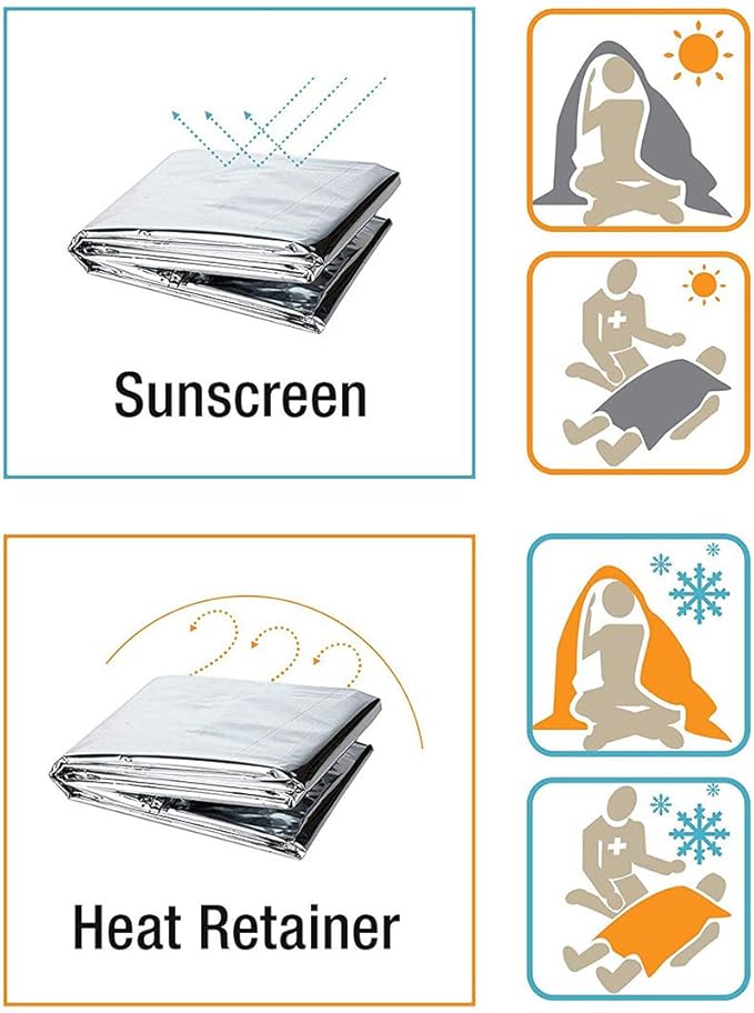 Emergency Mylar Thermal Blankets, Space Blanket Survival kit Camping Blanket - Image 5