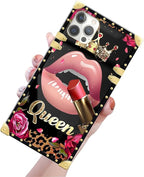 Compatible with iPhone 12 Case, Glitter Red Rose Queen Leopard Lipstick Luxury - Image 3