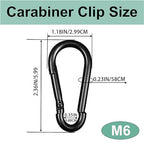 Black Carabiner, Heavy Duty Galvanized Steel Spring Snap Hook Carabiner Clips - Image 2