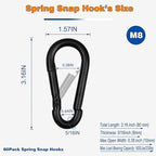 60PCS M8 Heavy Duty Carabiner Clip, 3Inch Snap Hook Quick Link Small Carabiner - Image 7