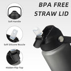 BJPKPK Water Bottle with Straw Lid, 24oz Vacuum Insulated Water Bottles - Image 2