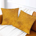 Bee Honeycomb Throw Pillow Covers 18x18 Yellow Honey Abstract Set of 2 Pillow - Image 2