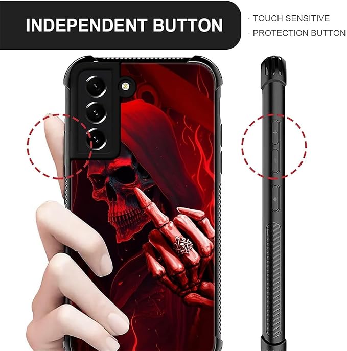for Samsung Galaxy S21 Plus Case, Gestures Funny Skull Pattern Graphic Design - Image 6