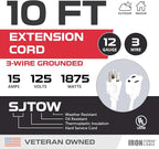 Iron Forge Cable 12 Gauge Outdoor Extension Cord 10 Ft, SJTOW 12/3 Heavy Duty - Image 2