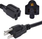 3.3FT 3 Prong 1 to 3 Extension Cord Splitter, Indoor Outdoor Power Cable - Image 2