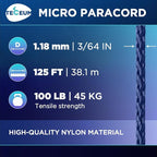 TECEUM Micro Paracord – 1.18 mm X 125 ft – Micro Utility Cord – Thin Braided - Image 2