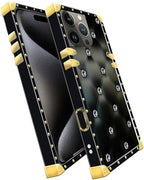 Compatible with iPhone 16 Pro Max Case, Shiny Black Sofa Crystal Luxury Golden - Image 3