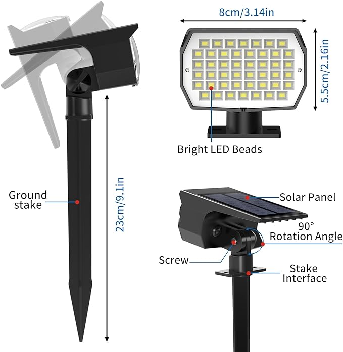 Tadyreal Solar Spot Lights Outdoor 6 Pack, Solar Landscape Spotlights Waterproof - Image 7