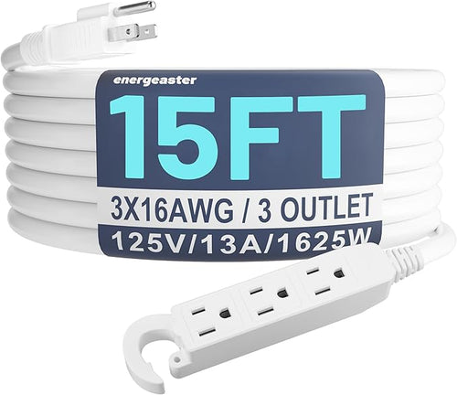 16/3 15 Ft 3 Outlet Extension Cord Outdoor Waterproof, 3 Prong by energeaster