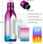 BJPKPK Insulated Water Bottles, 18 oz Stainless Steel Metal Water Bottle - Image 3