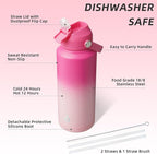 BJPKPK Water Bottle with Straw Lid, 32oz Vacuum Insulated Water Bottles - Image 3