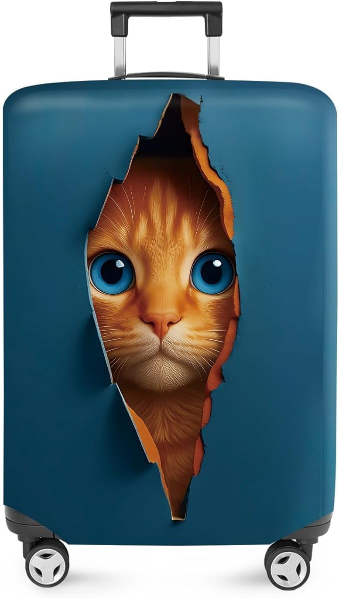 ANNA QUEEN 3D Cat Face Luggage Cover, Cute Peek Cat Suitcase Protector by ANNAQUEEN