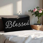 Bling Blessed White Throw Pillow Covers 12 X 20 Highlights Blessed Black Set of - Image 4