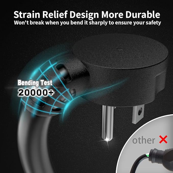 HUANCHAIN 14 Gauge 3 Feet Flat Plug Extension Cord Black Indoor Outdoor - Image 3