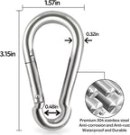 Locking Carabiner Clips, Stainless Steel Spring Snap Hook Locking Carabiner - Image 2