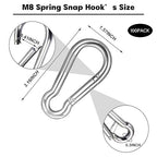 100 PCS 3'' Spring Snap Hook Carabiner, M8 5/16 Inch Galvanized Silver Steel - Image 2