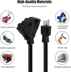 10FT 12/3 Outdoor Extension Cord, Heavy Duty 3-Outlet SJTW Indoor/Outdoor - Image 7