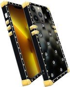 Compatible with iPhone 13 Pro Case, Shiny Black Sofa Crystal Luxury Golden - Image 3