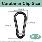 Black Carabiner, Heavy Duty Galvanized Steel Spring Snap Hook Carabiner Clips - Image 2