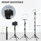 Liphisy 64” Tripod for Cell Phone & Camera, Phone Tripod - Image 2