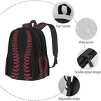 cfpolar 17 Inch Backpack Black Baseball Red Stitches Laptop Bag Shoulder Bag - Image 3
