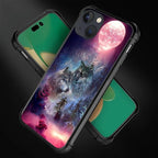 for iPhone 14 Case, Star Two Wolfs Howling Pattern Graphic Design Girl Boy Soft - Image 3
