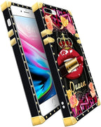 Compatible with iPhone 8 Plus 7 Plus Case, Queen Lip Crown Leopard Print Luxury - Image 3