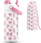 18 oz Insulated Girls Water Bottle: Spill-Proof, Stainless Steel Cup by POWCAN