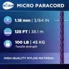TECEUM Micro Paracord – 1.18 mm X 125 ft – Micro Utility Cord – Thin Braided - Image 2