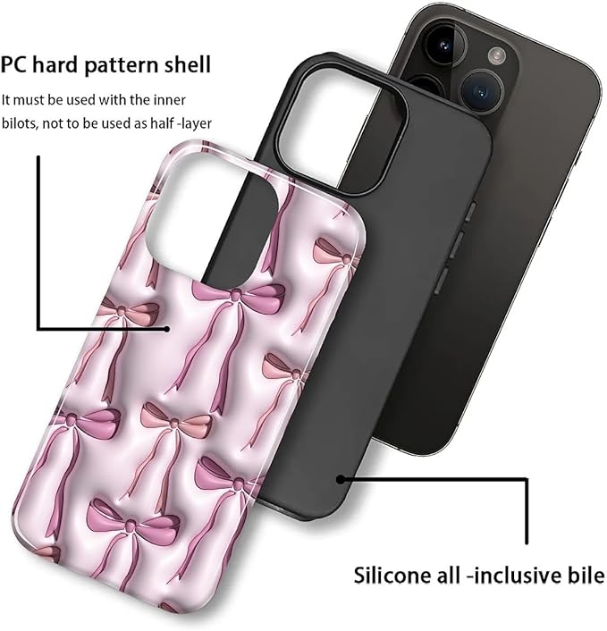for iPhone 13 Pro Case, HL2 Abstract Ribbons Bows Hybrid 2 Layer Hard Shell - Image 3