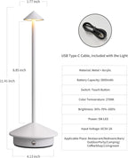 Modern Cordless Table Lamp Set of 2, Portable LED Desk Lamps, 5000mAh - Image 5