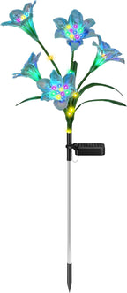 Upgrade Solar Lights Outdoor Garden Decor: 2 Pack Solar Lily Flowers, 10 - Image 5