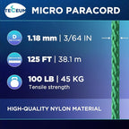 TECEUM Micro Paracord – 1.18 mm X 125 ft – Micro Utility Cord – Thin Braided - Image 2