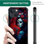 for iPhone 14 Case, Skull Lady Rose Pattern Graphic Design Girl Boy Soft - Image 4