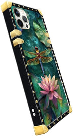 Compatible with iPhone 11 Pro Max Case, Colourful Dragonfly Pink Lily Pads - Image 4