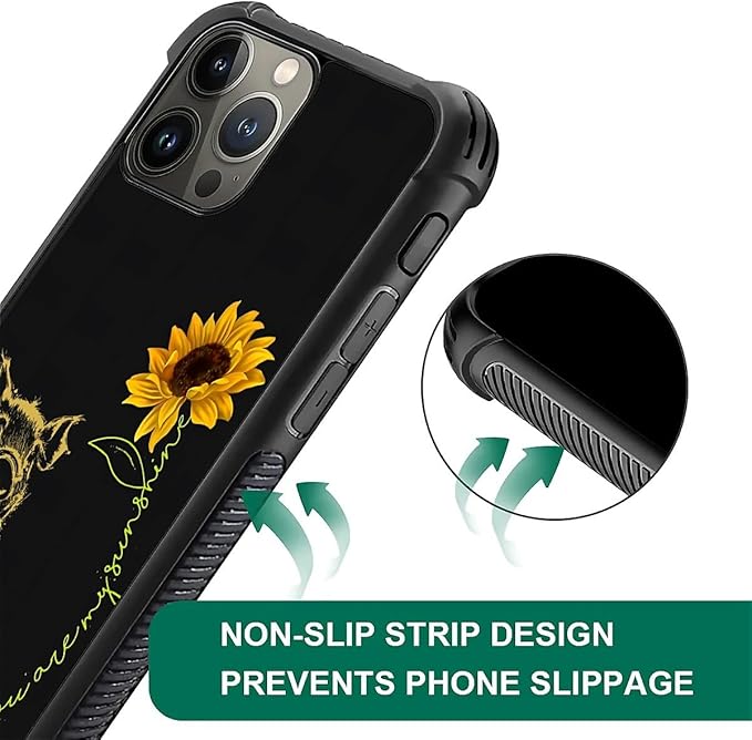 for iPhone 15 Pro Case, Pig Sunflower Yellow Sunshine Pattern Graphic Design - Image 6