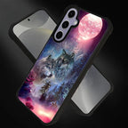for Samsung Galaxy S24 S25 Case, Star Two Wolfs Howling Pattern Graphic Design - Image 3