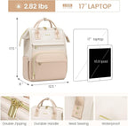 LOVEVOOK Leather Backpack for Women, 17 inch Laptop Backpack, Professional Work - Image 5