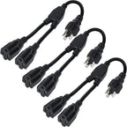 Elecan 3-Prong Y Splitter Power Extension Cord 1 FT/3 Pack, Straight Plug 1 to by Elecan