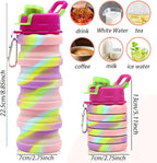 Silicone Collapsible Water Bottles, 16oz 500ml Portable Foldable Expandable - Image 2