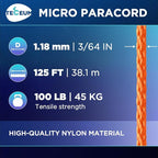 TECEUM Micro Paracord – 1.18 mm X 125 ft – Micro Utility Cord – Thin Braided - Image 2