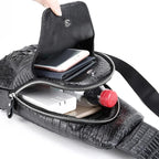 Hebetag Crocodile Genuine Leather Sling Bag Backpack - Image 7