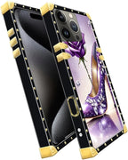 Compatible with iPhone 16 Pro Case, High Heeled Purple Diamond Rose Luxury - Image 3