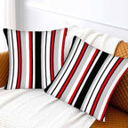Vertical Lines Striped Pillow Covers 18 X 18 Black White Grey Red Watercolor - Image 2