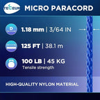 TECEUM Micro Paracord – 1.18 mm X 125 ft – Micro Utility Cord – Thin Braided - Image 2